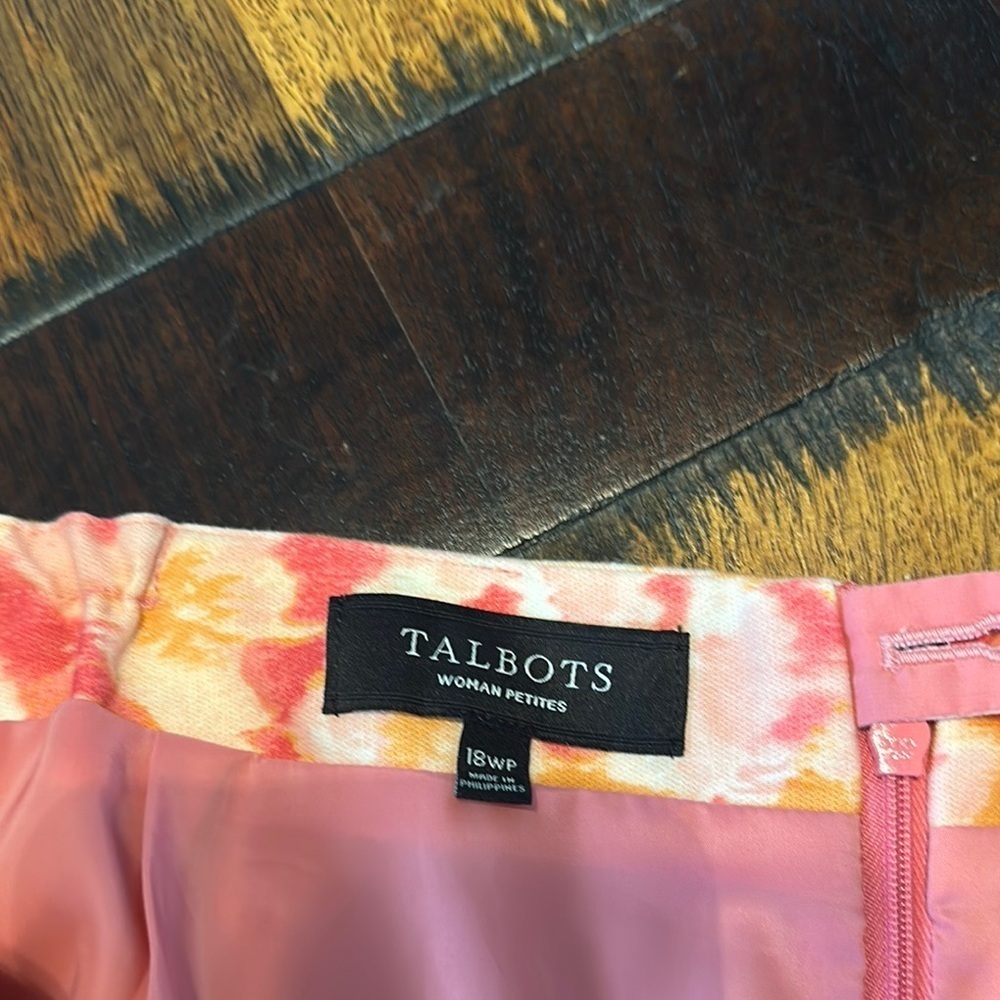 Talbots Pink and Yellow Floral Mini Skirt petite 18W EUC - Picture 2 of 6